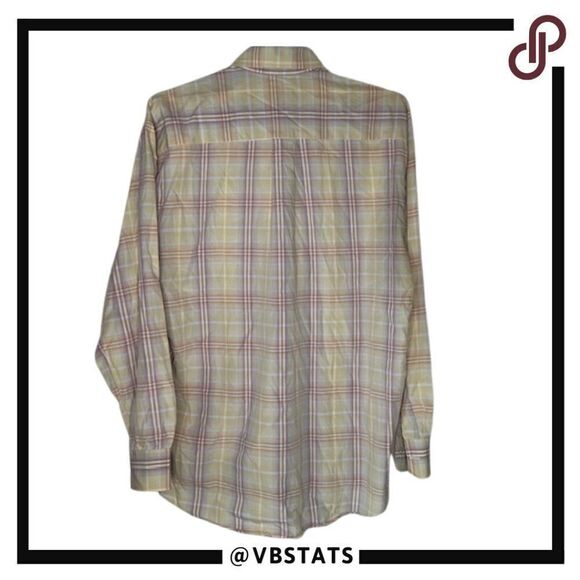 Burberry Yellow / Tan / Purple Plaid Long Sleeve Button Down Top in Size Large - Picture 2 of 4